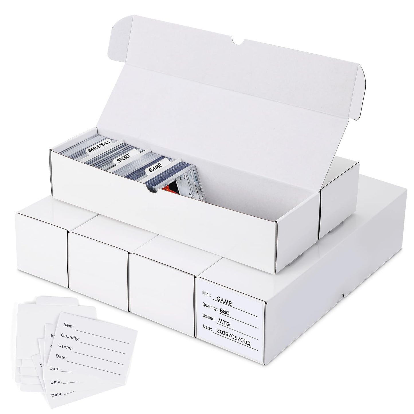 Neoact 14.4 Inch Trading Card Storage Box,6 Pack 1000Ct Cardboard Card Box With Dividers & Labels For Tcg,Game,Sports Cards Coll