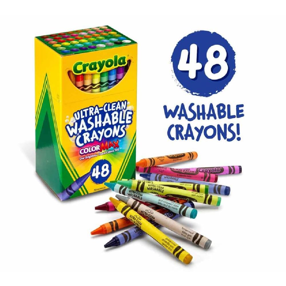 Crayola Ultra Clean Washable Color Max Crayons, Set of 48, Assorted Colors, Standard Size, Model 526948