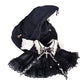 Niannyyhouse 7.8In/20Cm Plush Doll Clothes Hat + Dress 2-Piece Set Black Magic Hat Mesh Lace Dress