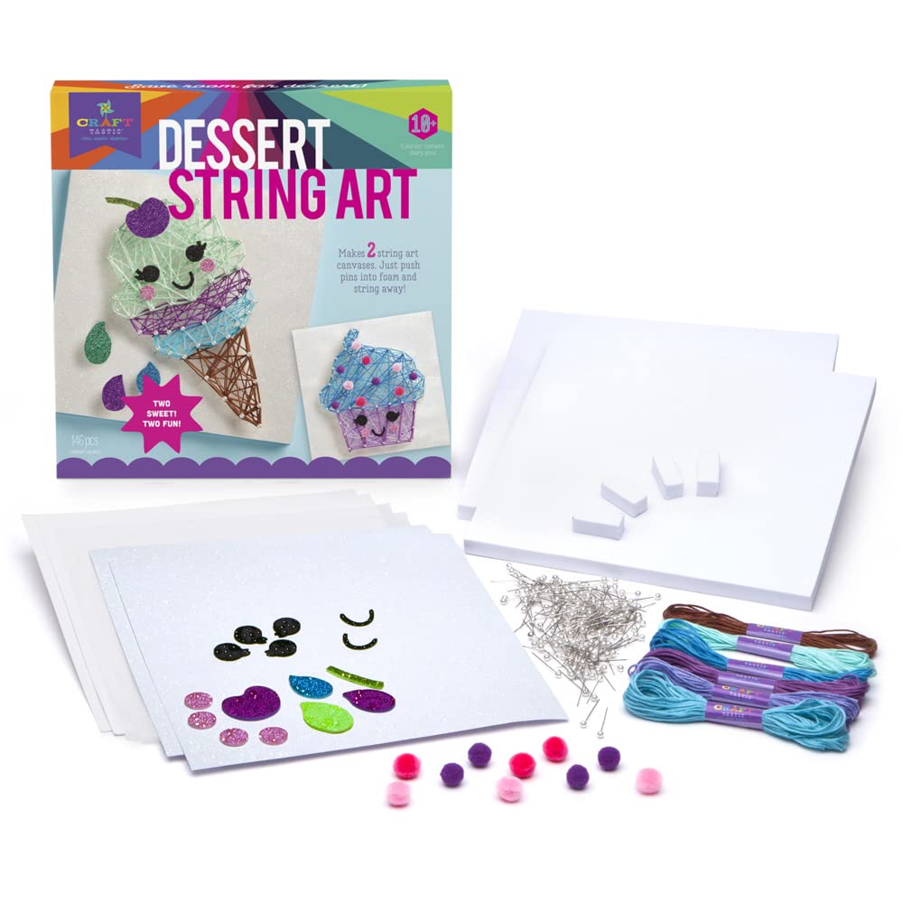 Craft-tastic - String Art Kit - Craft Kit Makes 2 Large String Art Canvases - Desserts Edition