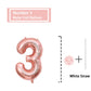3 Number Balloon Rose Gold 40 Inch Big Foil Mylar 3Rd Balloons For 3 Year Old Boy Girl Birthday Party Decorations Wedding Annive