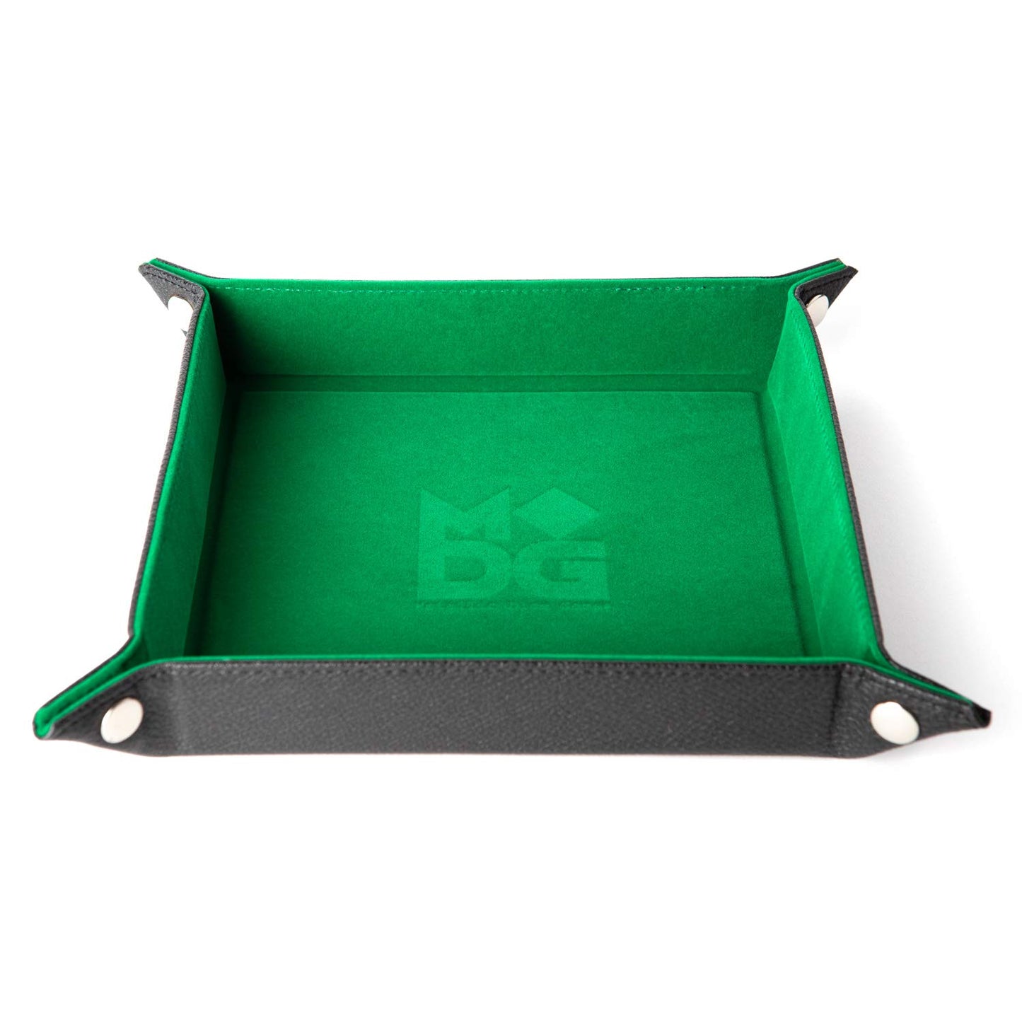 Metallic Dice Games Fold Up Velvet Dice Tray w/PU Leather Backing, Green, Model 81334, Perfect for Dungeons and Dragons Accessories
