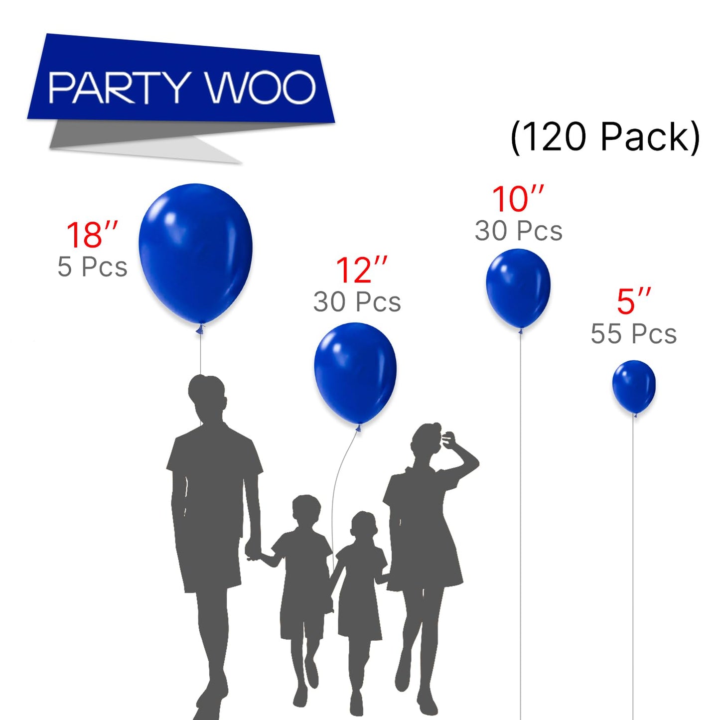 Partywoo Persian Blue Balloons, 120 Pcs Dark Blue Balloons Different Sizes Pack Of 18 Inch 12 Inch 10 Inch 5 Inch For Blue Balloon Garland Or Arch As Birthday Decorations, Party Decorations, Blue-Y59