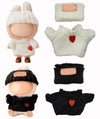Doll Clothes Compatible with Labubu 2 Set Outfits(4 Pieces)  Adorable 17cm/15cm Handcrafted Crochet Doll Clothes Ropa Designer Accessories for La Bubu Hat & Sweaters (Balck & White)