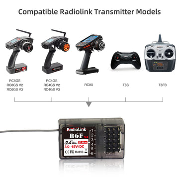Radiolink R6F 2 PCS 2.4Ghz RC Car/Boat Receivers 6 Channels Low Response Latency RC Training Lightweight for Remote Controller R