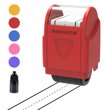 Handwriting Lines Stamp Roller Self-Inking Line Rolling Stamps Handwriting Practice Tool for Teachers Kids Kindergarten (Red)