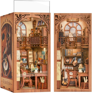 Fsolis Book Nook Kit, Diy Miniature House Kit Wooden Puzzle Booknook For Adult Decorative Bookend Bookshelf Alley Bookcase Decor Gifts For Women Teens Puzzle Lovers(The Secret Rythm)