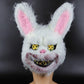 HIPIHOM Easter Bunny Mask, Bloody Plush Rabbit Mask, Bloody Bear Headgear - Performance Props for Easter, Halloween, Horror (Whi
