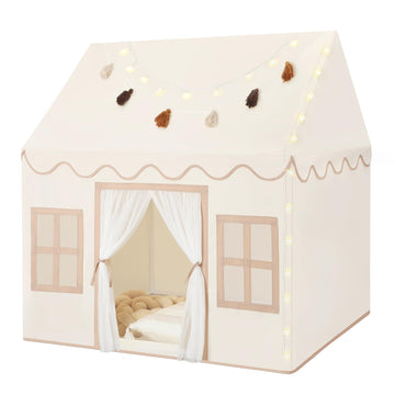 Senodeer Kids Play Tent Indoor: With Mat, Tassel Garland, Star Lights - Gray Girl Tent Playhouse For Toddlers Kids Toys For Boy Girl Birthday Gift For Kids