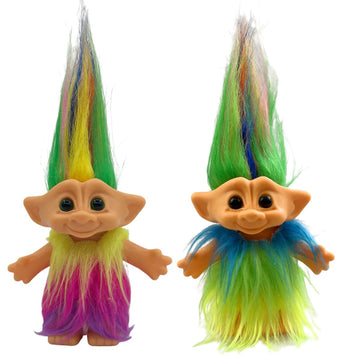2Pack Retro Vintage Troll Dolls Set,Lucky Doll Chromatic Adorable For Collections, School Project, Arts And Crafts, Party Favors
