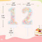 EAKE Pastel 12 Birthday Candle Macaron Glitter 3D Number 12th Candles for Birthday Cakes Girl Women Sweet Theme Twelve Years Old
