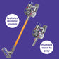 Casdon Dyson Cordless Vacuum Toy for Kids, Purple & Orange, 9.25"x3.94"x27.95", Plastic, Model 5011551687027