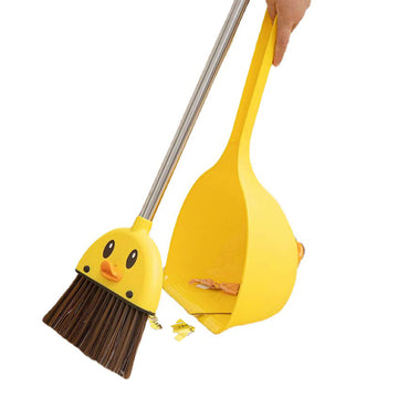 Vipamz Mini Broom And Dustpan Set For Kids - Cute Yellow Duck For Girls & Boys - Toddler Broom Set For Household Cleaning And Pr