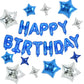 Toniful 35Pcs Blue Happy Birthday Decorations 16 Inch Happy Birthday Balloon Banner With Star Balloons Mylar Foil Birthday Party