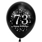 SHUNTAI 73rd Birthday Balloons 12 inch Latex Confetti Black and Gold, Model SHUNTAI-001, 15 Pack Decorations for Men Women