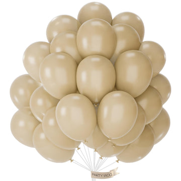 Partywoo White Sand Balloons, 50 Pcs 12 Inch Latte Brown Balloons, Boho Brown Balloons For Balloon Garland Balloon Arch As Party Decorations,Neutral Birthday Decorations, Brown-F56