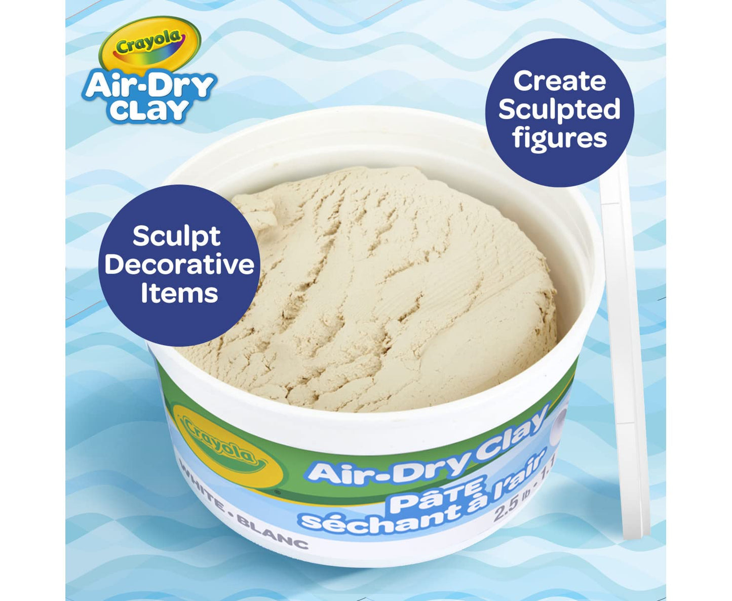 Crayola Air Dry Clay, White, No Bake Modeling Clay for Kids, 2.5lb