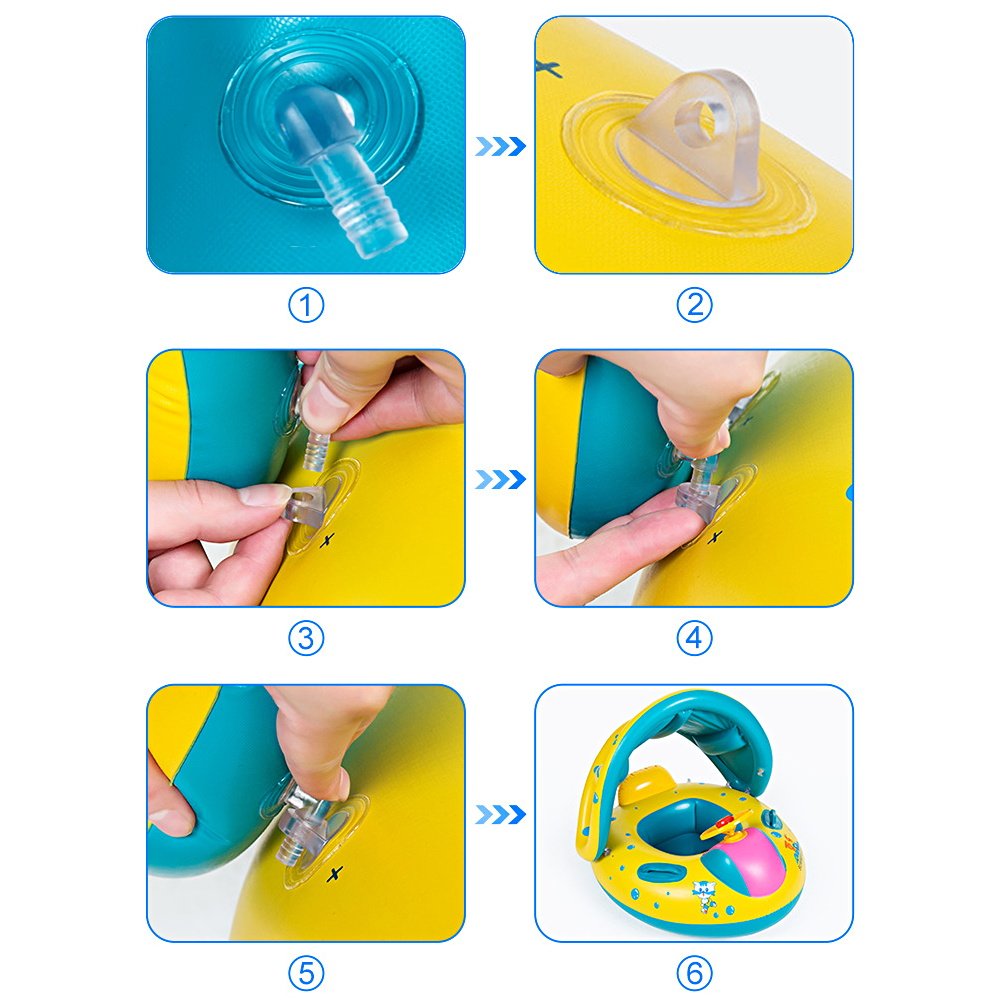 Jellydog Toy Baby Swimming Float  Baby Pool Float with Canopy  Inflatable Infant Pool Swimming Boat with Sunshade  Babies Swimming Float  Baby Pool Toy