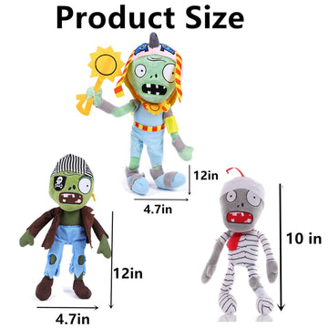 Jhesao 3Pcs Pvz Plushies Plants And Zombies Plush Pirate Zombie Toys Normal Zombies Ra Zombie Pvz 1 2 Stuffed Soft Doll Mummy Zombies New