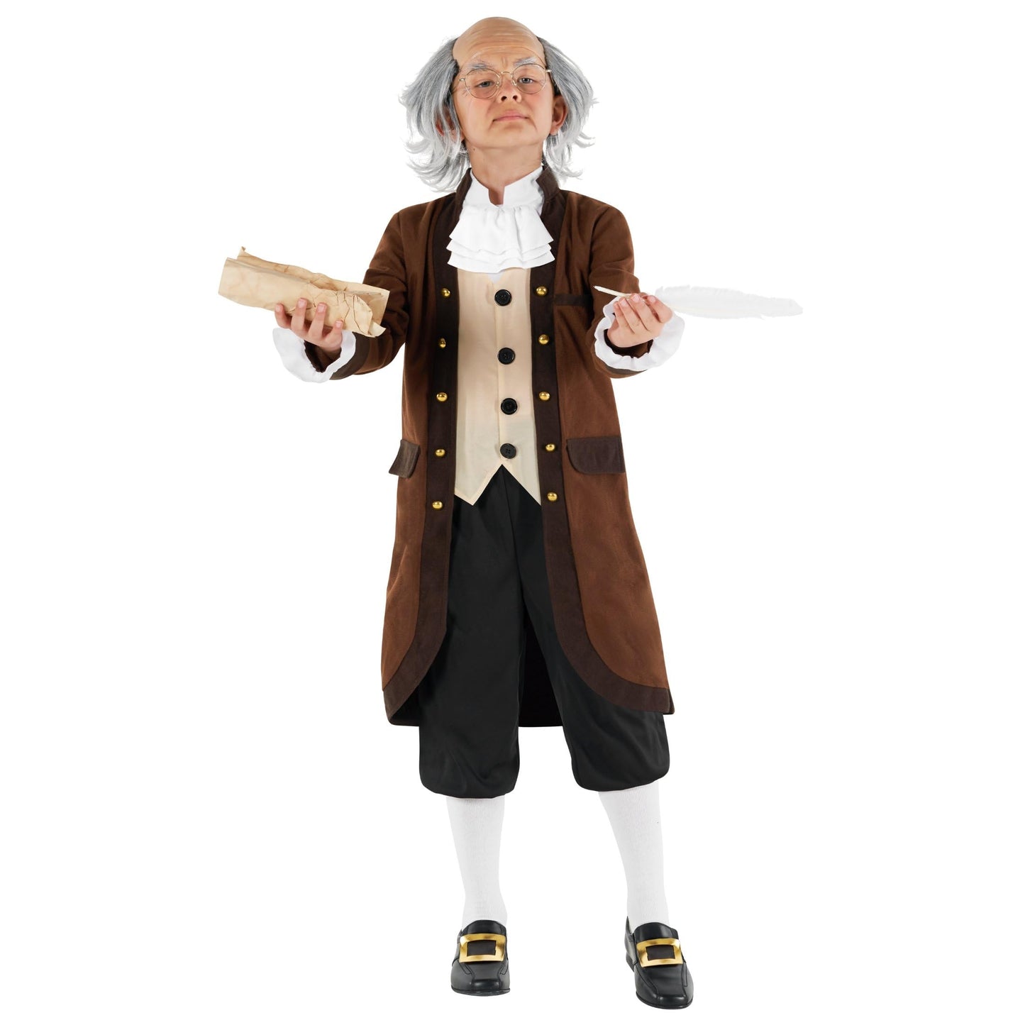 Morph Benjamin Franklin Costume Kids Colonial Founding Father Outfit for Presidents Day Celebrations, X-Large