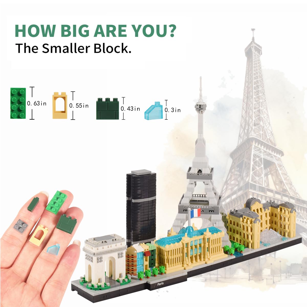 Kadablk Architecture Paris Skyline Collection,3680 Pcs For Adults And Kids, Micro Building Blocks Set Model Kit,Landmark Model