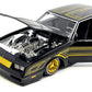 1986 Chevy Monte Carlo Ss Lowrider Black Metallic With Gold Graphics And Wheels Lowriders Series 1/24 Diecast Model Car By Maist