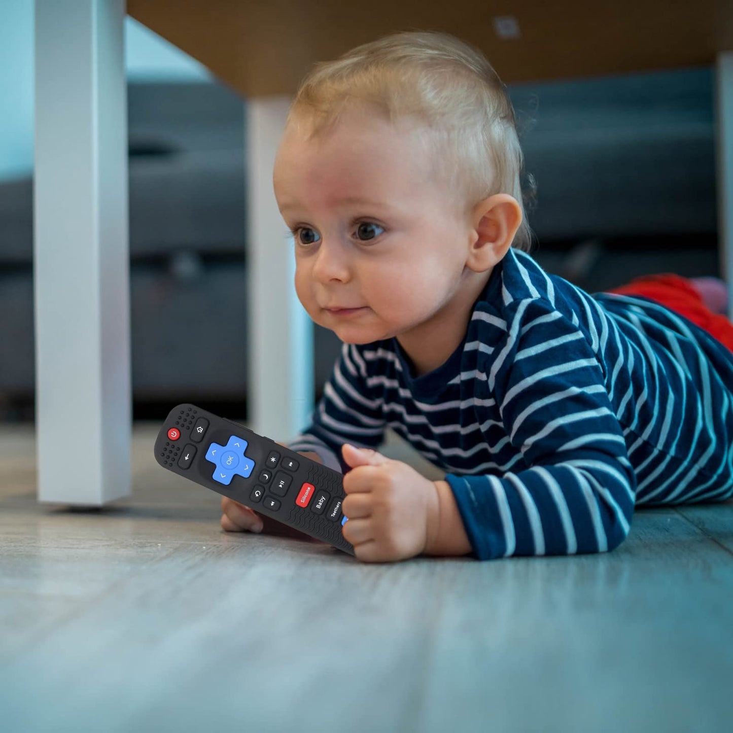 Eascrozn 2 Pack Silicone Baby Teething Toys, Remote Control Shape Teething Toys for Babies 6-12 Months, BPA Free, Soft and Textu