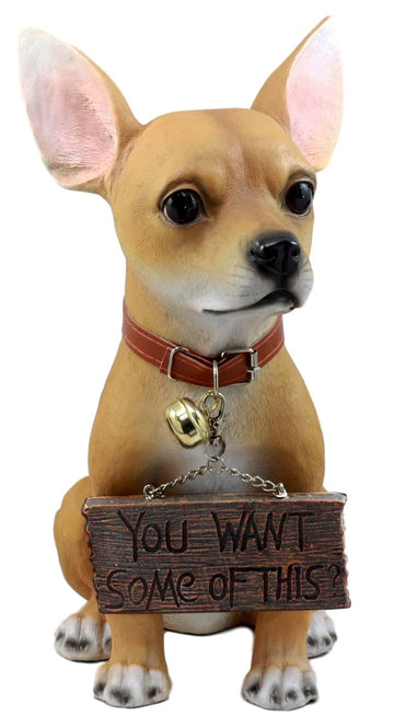 Ebros Gift 'You Want Some Of This Feisty Chihuahua Dog Statue 12.5' H Carefree Chimichanga Chihuahua Puppy Welcome Greeter Figurine