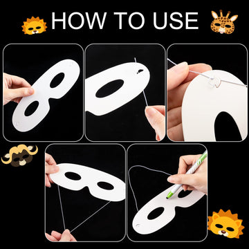 Vinsot 180 Pack White Paper Eye Masks Plain Masquerade Die Cut Blank Mask Paintable Craft Paper Costume with Elastic Ropes for C