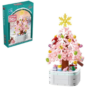 Yujhitp Pink Christmas Tree Building Set, Christmas Tree Building Bricks Set For 6+ Year Old Kids, Xmas Tree Gift Toy For Boys &
