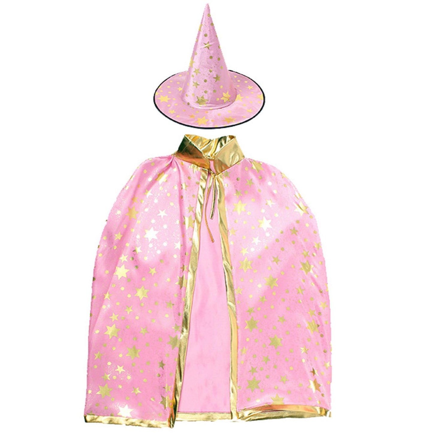 Zhzrche Halloween Costume Wizard Cape Witch Hat Cloak With Hat Children'S Role Play Party. (Pink)