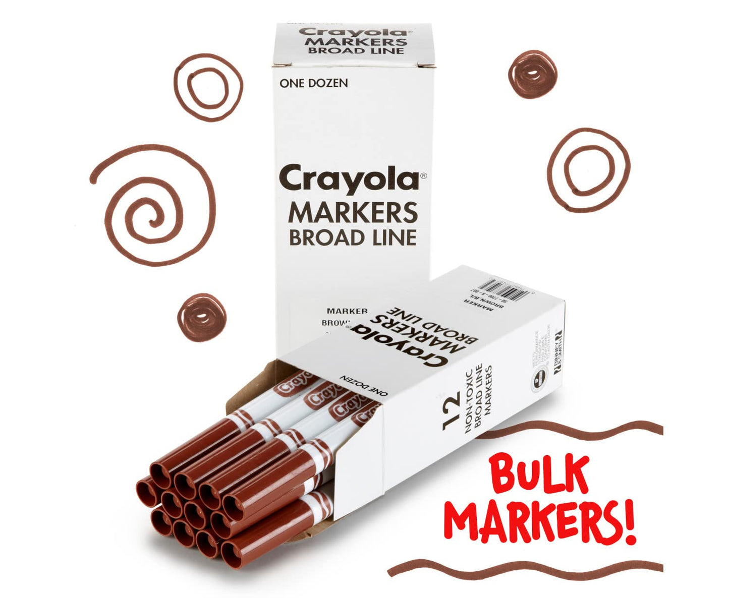 Crayola Broad Line Markers, Brown, 12 Count Bulk Markers