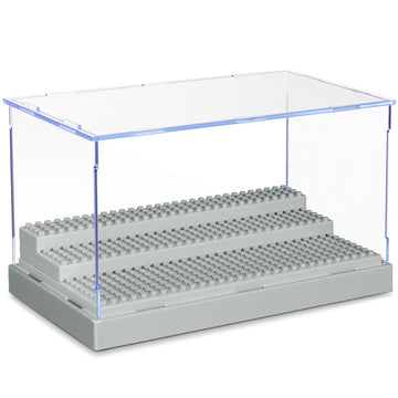Kku Display Case For Figures, Minifigure Display Case Box Storage 10'' X 6.1'' X 5.4'', Action Figures Blocks For Display With 3