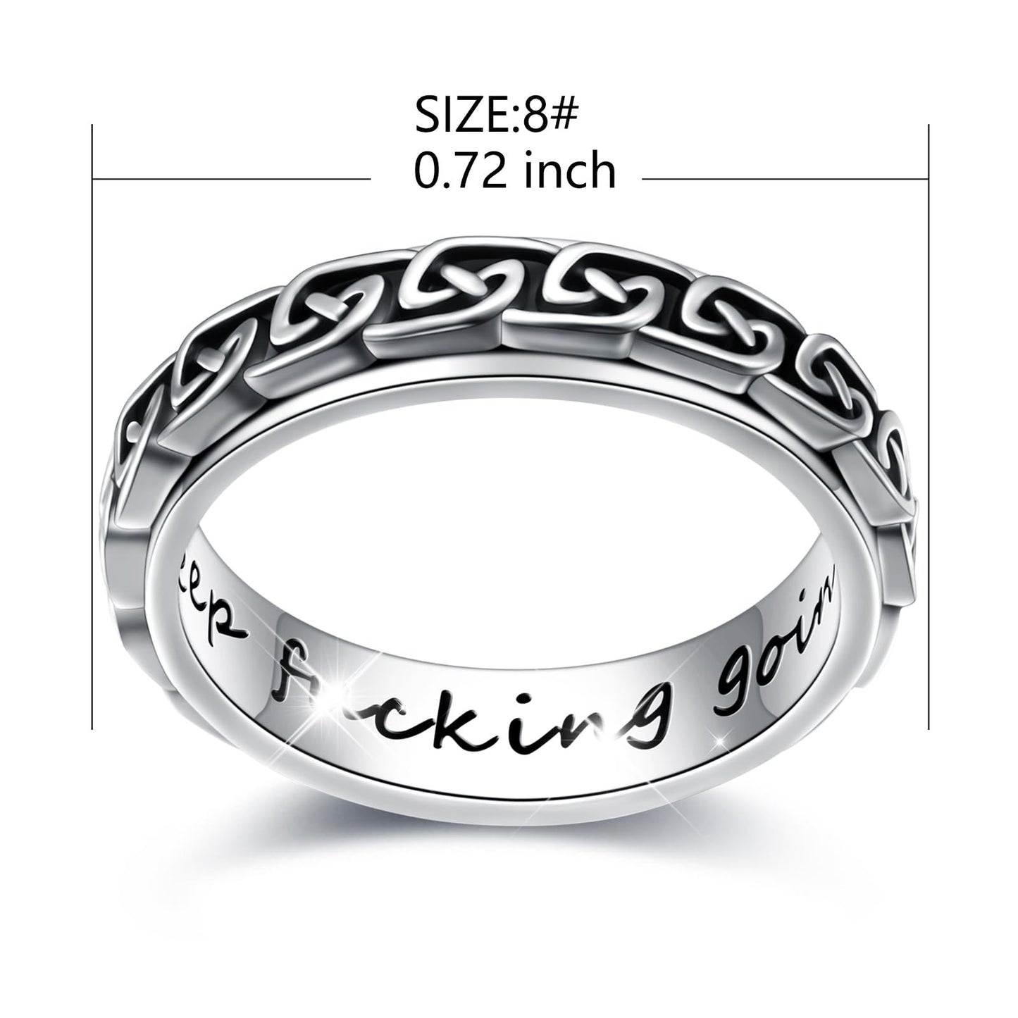 HOOHWE Spinner Rings for Anxiety,S925 Sterling Silver Fidget Anxiety Worry Relieving Boredom Band Rings (5.Celtic Knot Rings, 6)