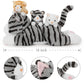 Muiteiur 4 Piece Cat Plush Set, Mom Cat Stuffed Animal With 3 Baby Stuffed Kittens In Zipper Pouch, Cute Stuffed Cat For Kids Girls Boys, Great Gift For Valentines Birthday (Grey,15.7Inch)