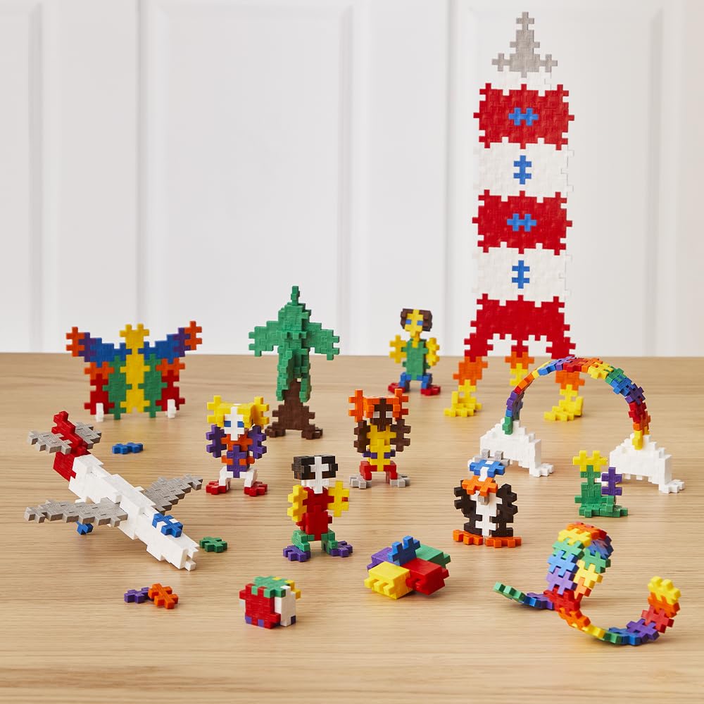 Plus-Plus - 2,400 Pieces In Storage Tub - Basic, Neon & Glitter Mix W/ 2 Baseplates - Construction Building Stem/Steam Toy, Kids