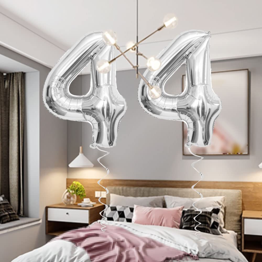Maigendoo Jumbo 44 Number Balloon 40 Inch Large Digit Balloons Huge Helium Balloon Foil Mylar Balloon With Swirl Decorations For