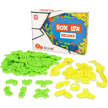 Atwood Toys Box Lox 98 Pcs Creative Cardboard Building Kit - Construction Toys For Girls And Boys Educational Stem (Neon Green D