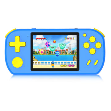 TEBIYOU Handheld Game Console for Kids, 218 Built-in Games, 3.0" HD Screen, Portable, Rechargeable, Blue