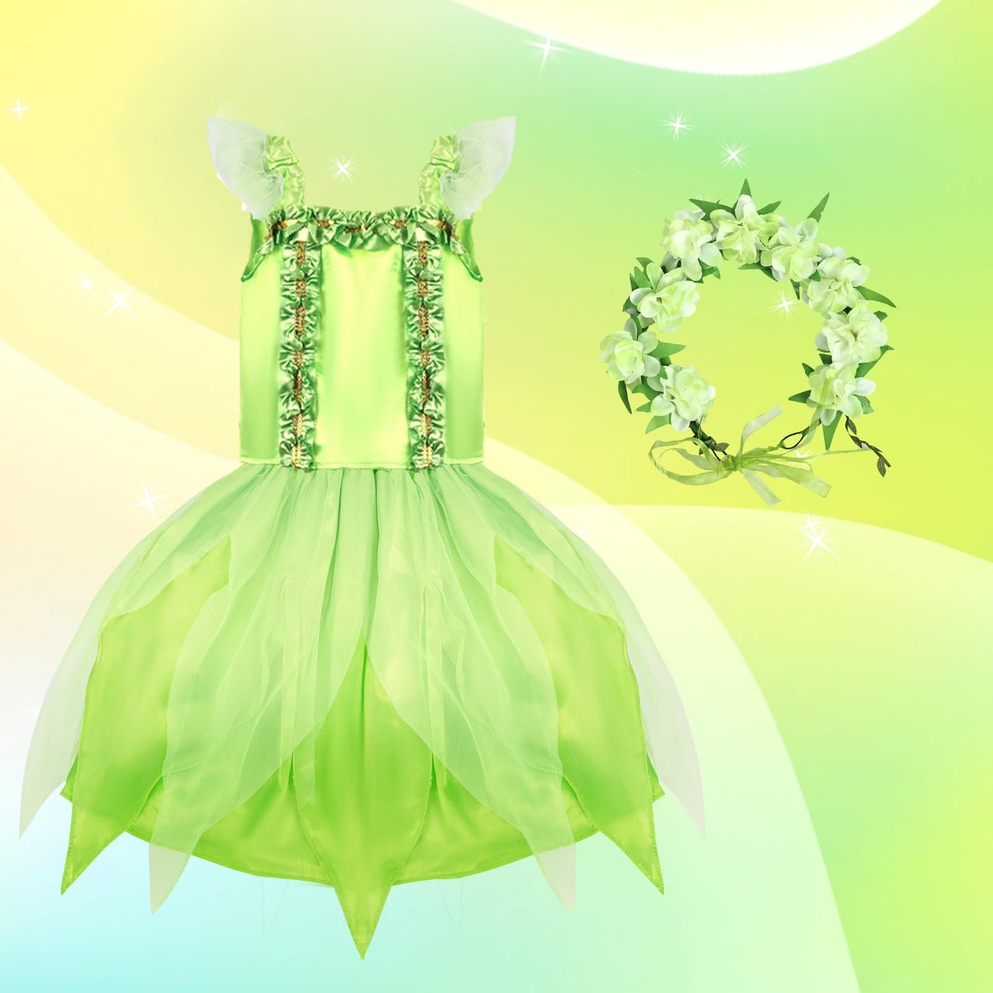 Kileubuto Princess Dress Up For Girls - Princess Dresses Clothes Costumes With Princess Crown Accessories For Little Girls 3-8,T