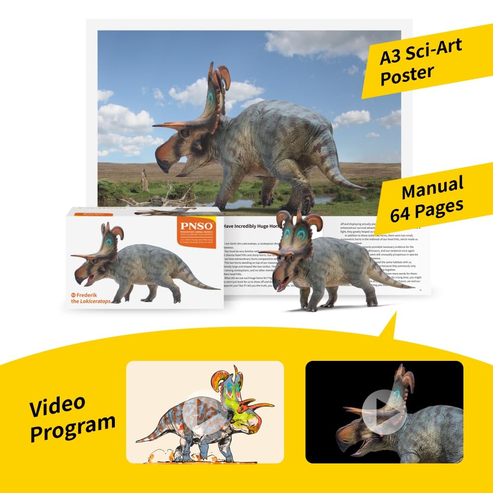 Pnso Prehistoric Dinosaur Models:86 Frederik The Lokiceratops