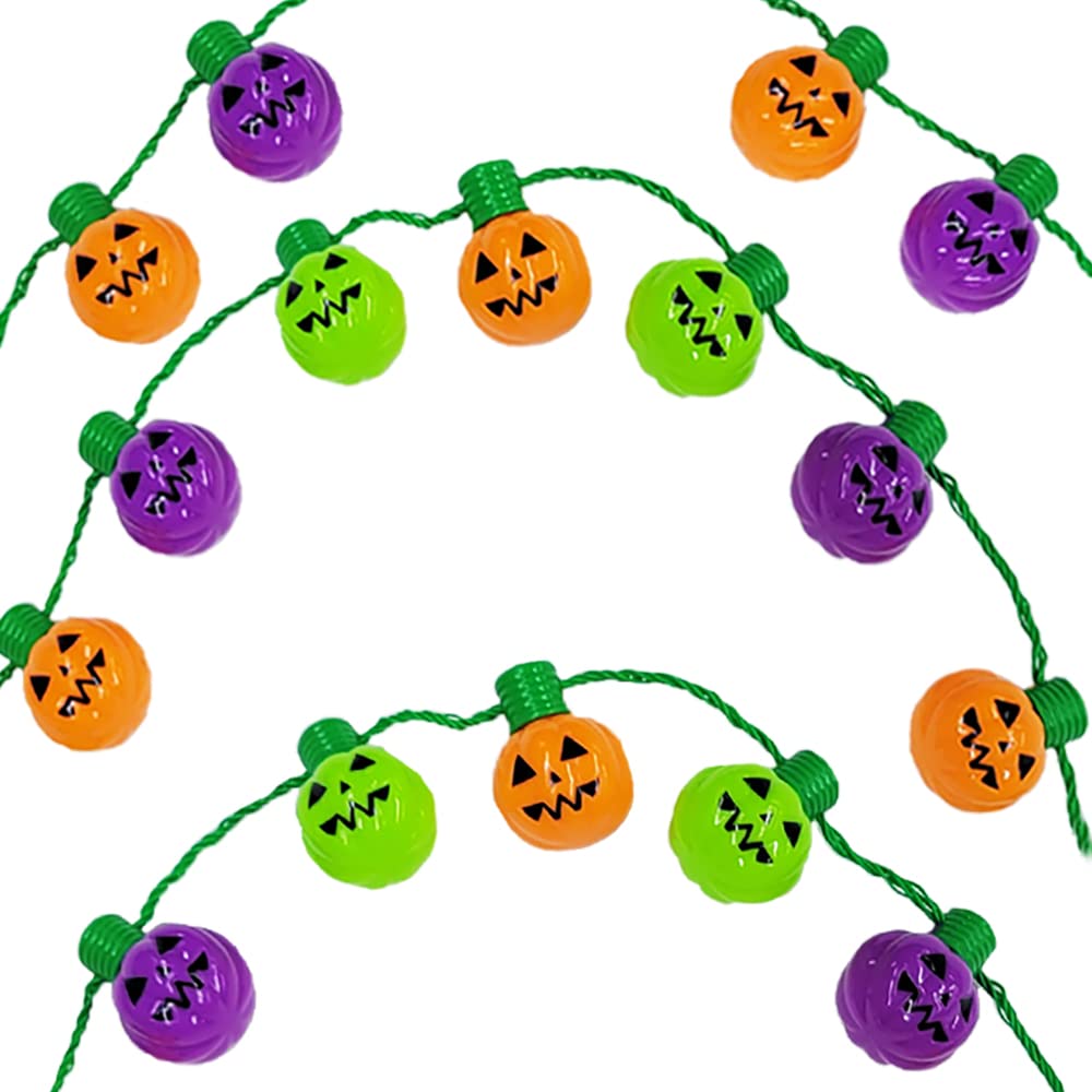 The Dreidel Company Halloween Necklace Light-Up Colorful Necklace, Costume Accessory, Spooky Party Favor, 25' Necklace (Multicolor Pumpkin Necklace, 4-Pack)