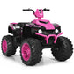 Honey Joy 12V Ride On Atv, 4-Wheeler Battery Powered Toddler Quad, 2 Speeds, Led Headlights, Slow Start, Horn, Music, Treaded Tires, Electric Ride On Toy For Kids(Pink)