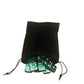 Domino Double 6 Green Marbleized Tiles With Spinners, Jumbo Tournament Size In Black Elegant Velvet Bag