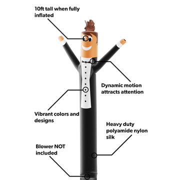 LookOurWay Air Dancers Inflatable Tube Man Attachment - 10 Feet Tall Wacky Waving Inflatable Dancing Tube Guy for Business Promotion (Blower Not Included) - Wedding Bridal Tux Themed - Groom