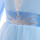 Sototoo Elsa Costume Long Sleeves Princess Dress Queen White Costume Cosplay Dress Up With Accessories Halloween (Sky Blue,2-3Ye