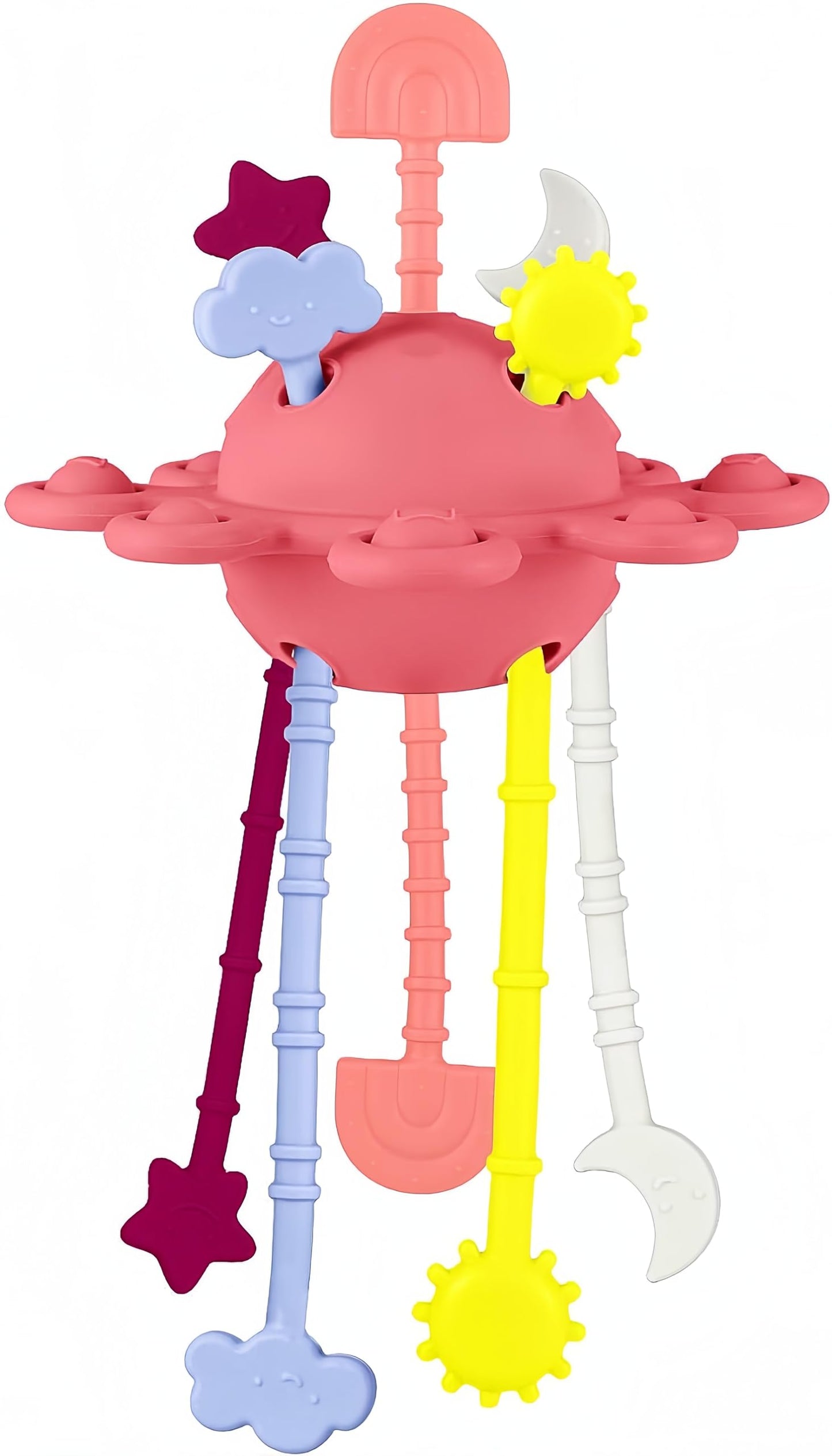 TinyHalo Montessori Toys for Baby 6 Months+, UFO Sensory Toys for Toddlers 1-3, Silicone Baby Teething Strings, Travel Toy for I