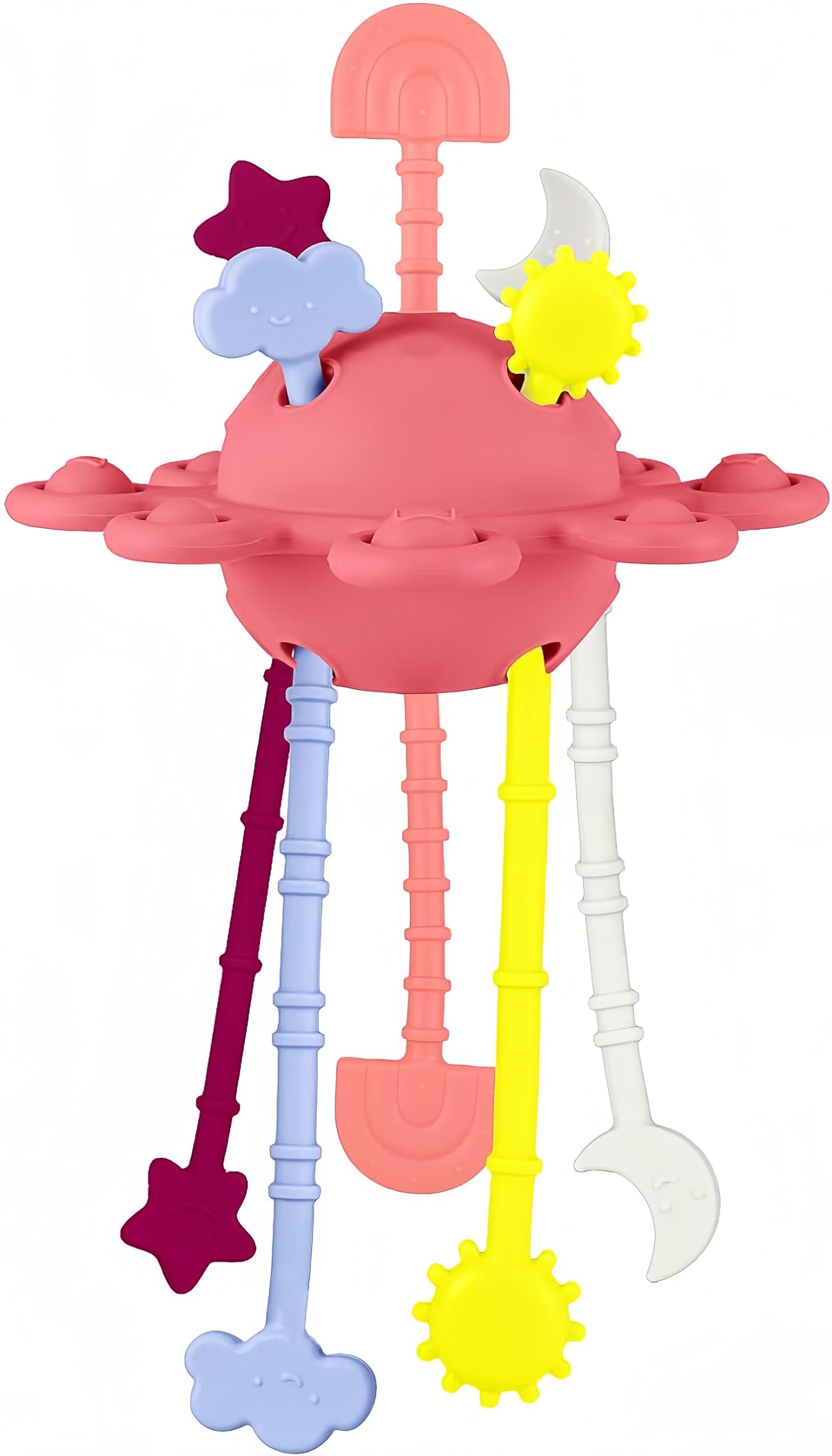 TinyHalo Montessori Toys for Baby 6 Months+, UFO Sensory Toys for Toddlers 1-3, Silicone Baby Teething Strings, Travel Toy for I