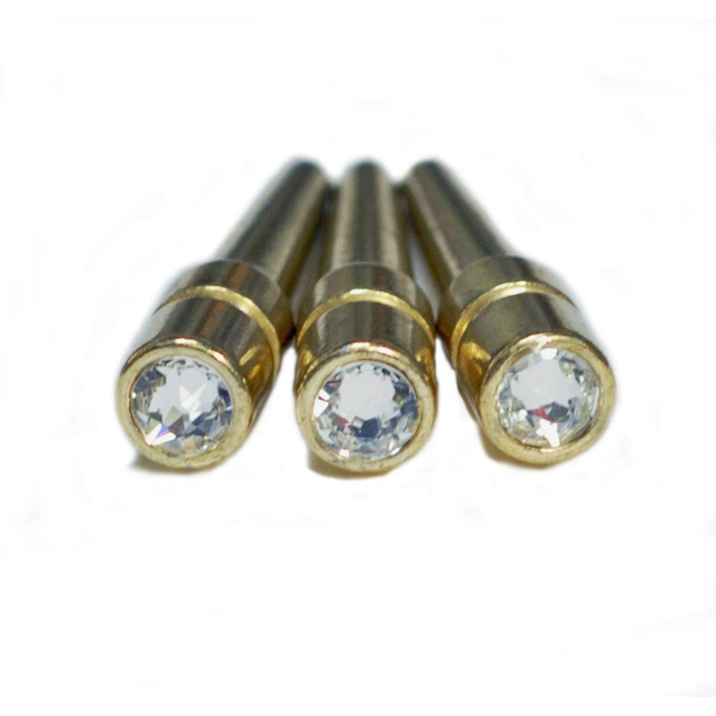 WE Games Brass Cribbage Pegs with Austrian Crystals - Set of 3 - Crystal Clear