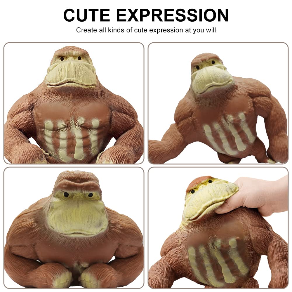 Tiefenets Squishy Monkey Toy - Stretchy Gorilla Action Figure, Brown, PVC, Middle Size, Model ZH002, Stress Relief for Kids